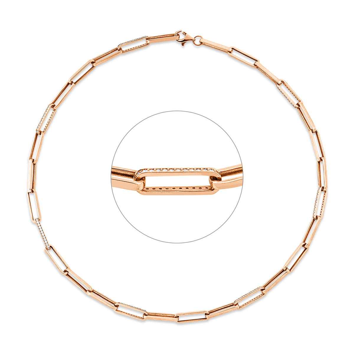 diamond full cut multi-stone necklace in red gold