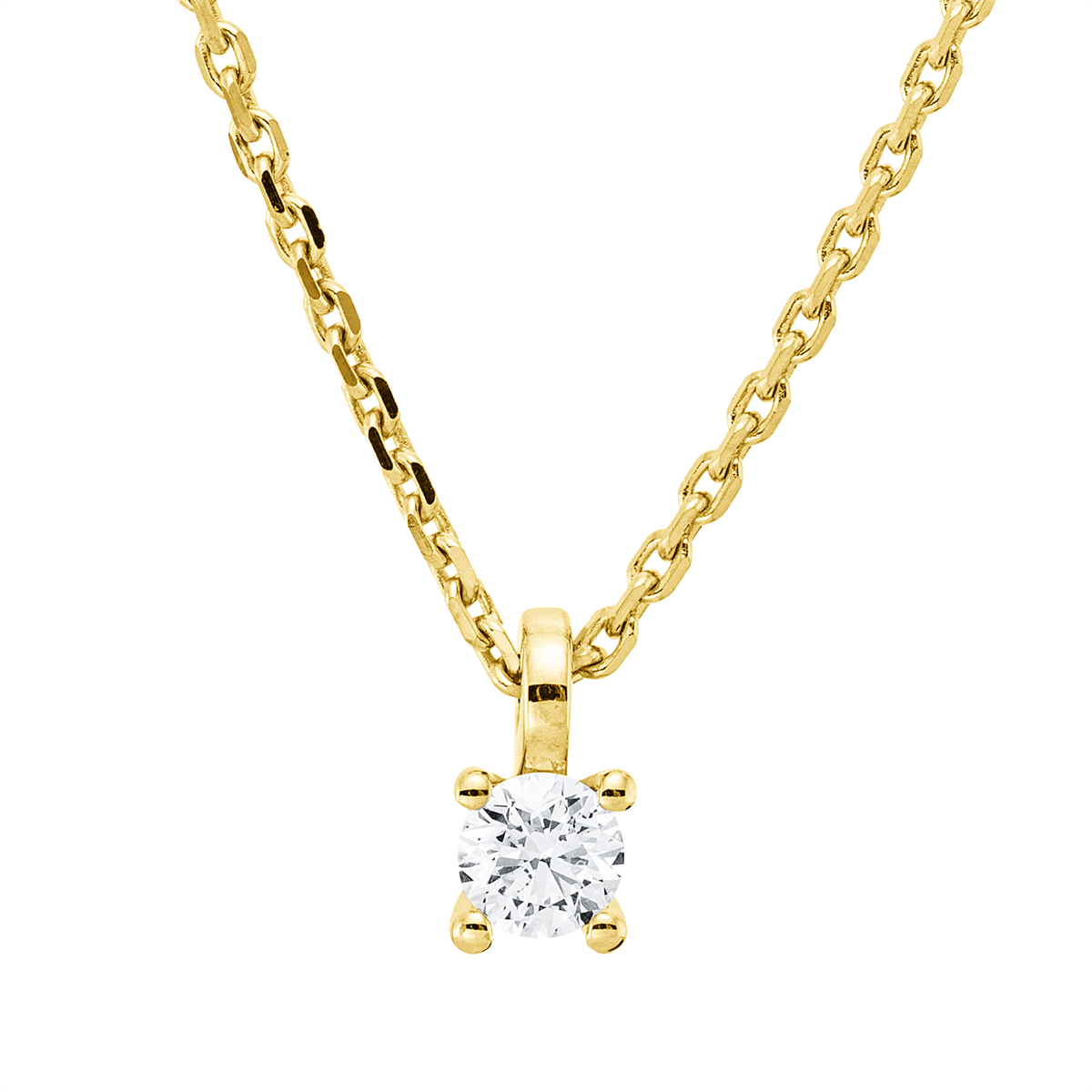 diamond full cut solitaire necklace in yellow gold