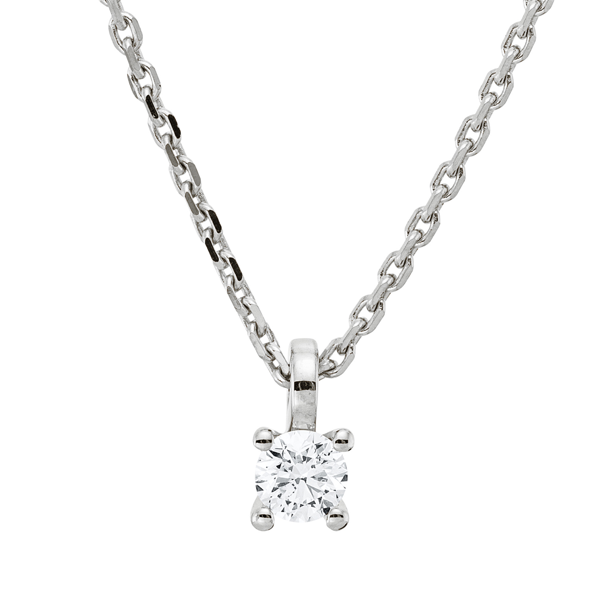 diamond full cut solitaire necklace in white gold