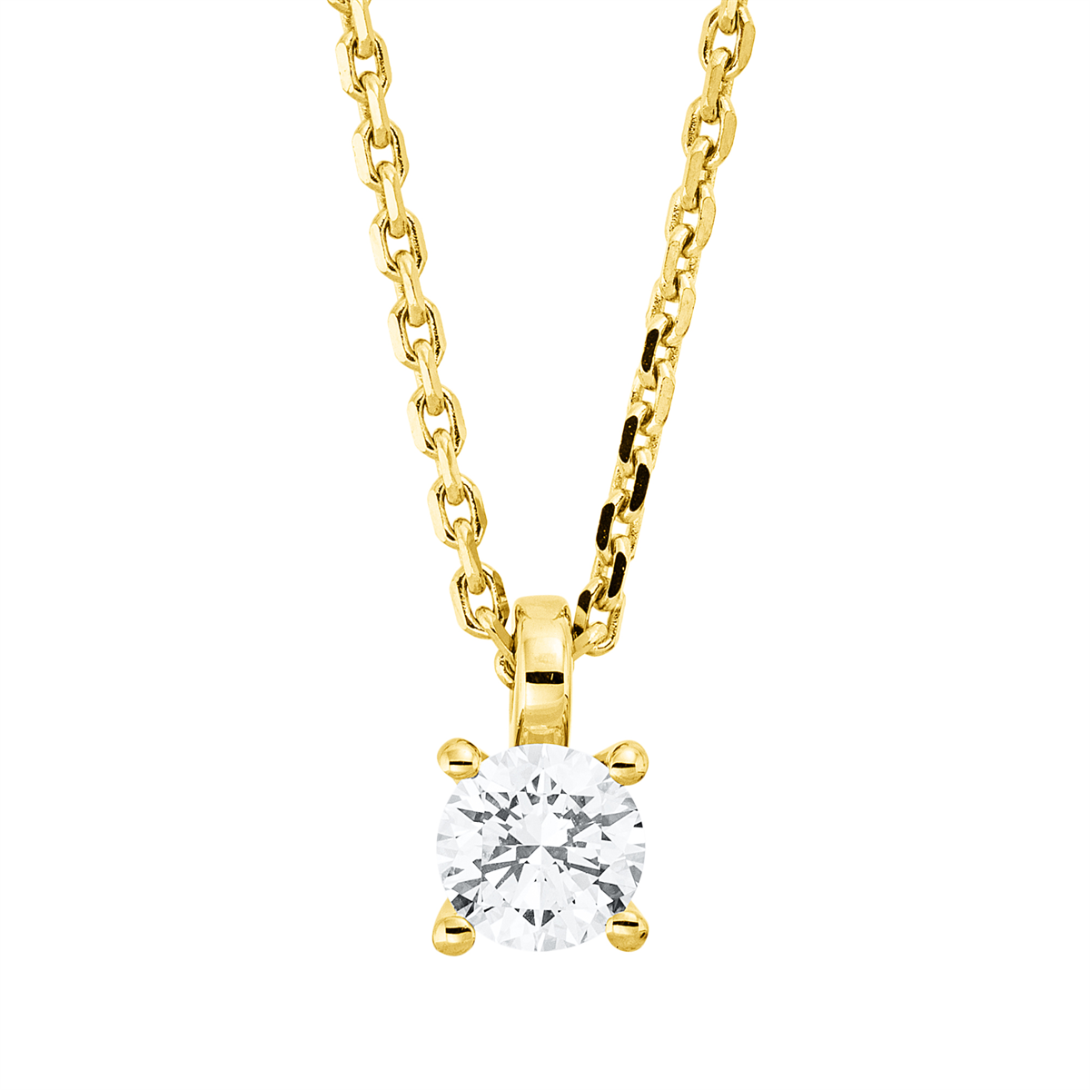 diamond full cut solitaire necklace in yellow gold