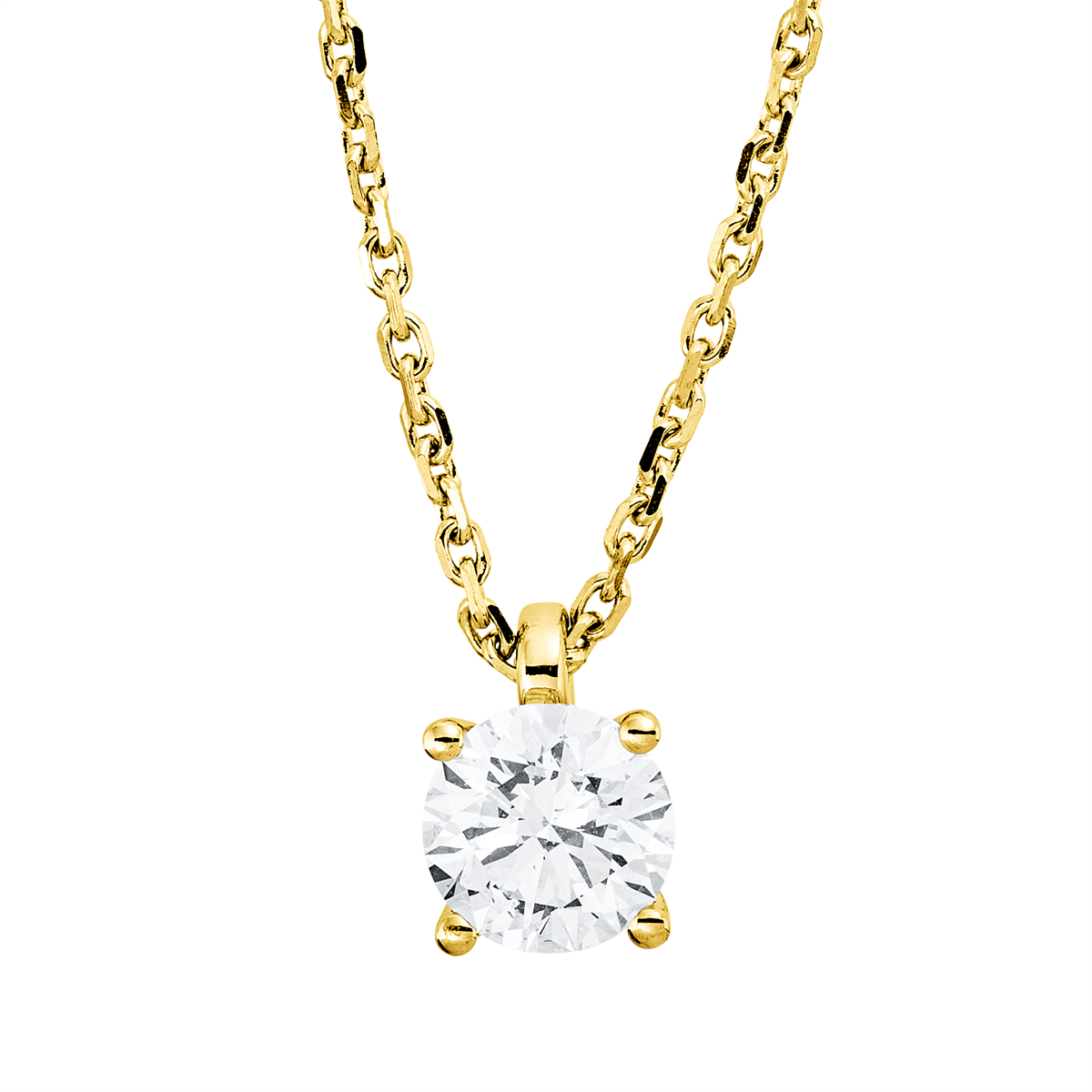 diamond full cut solitaire necklace in yellow gold