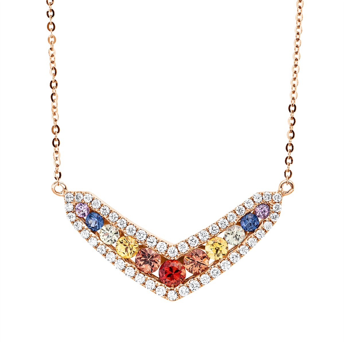 colored stone classic necklace - 4P399