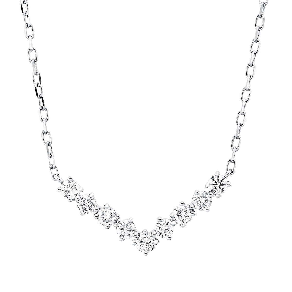 diamond full cut modern woman necklace in white gold