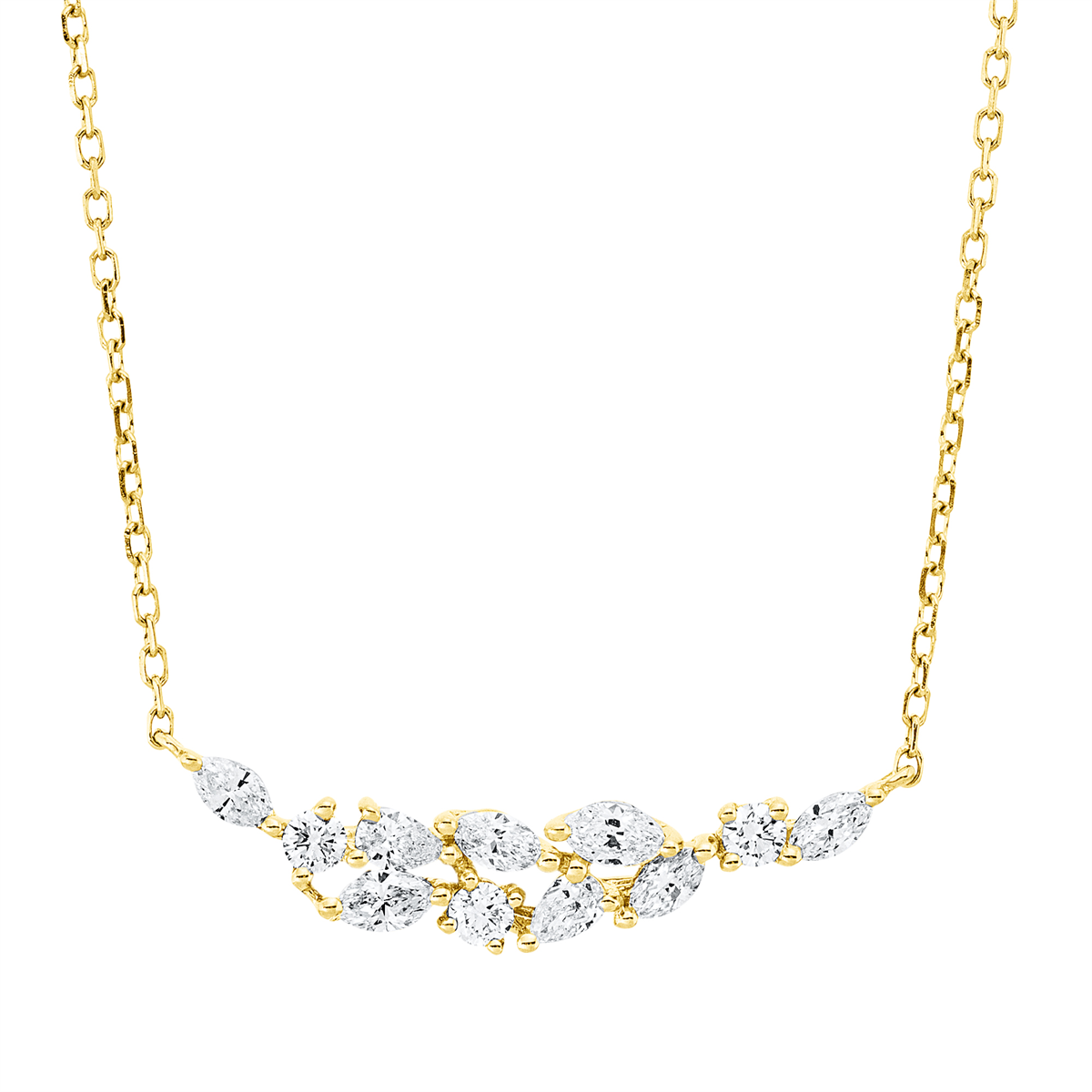 diamond full cut modern woman necklace in yellow gold