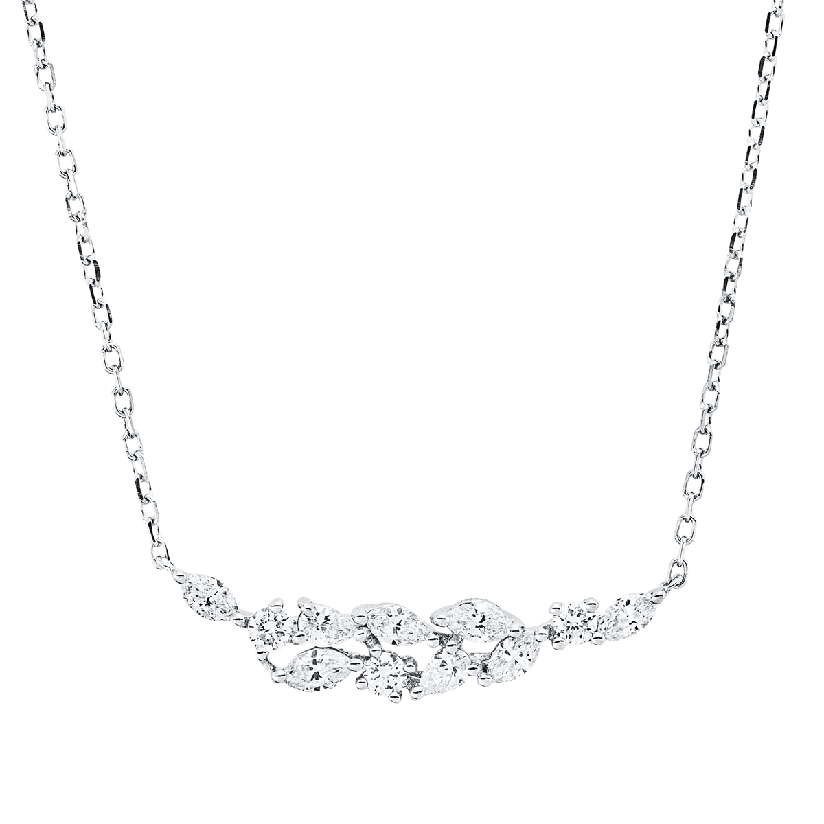 diamond full cut modern woman necklace in white gold