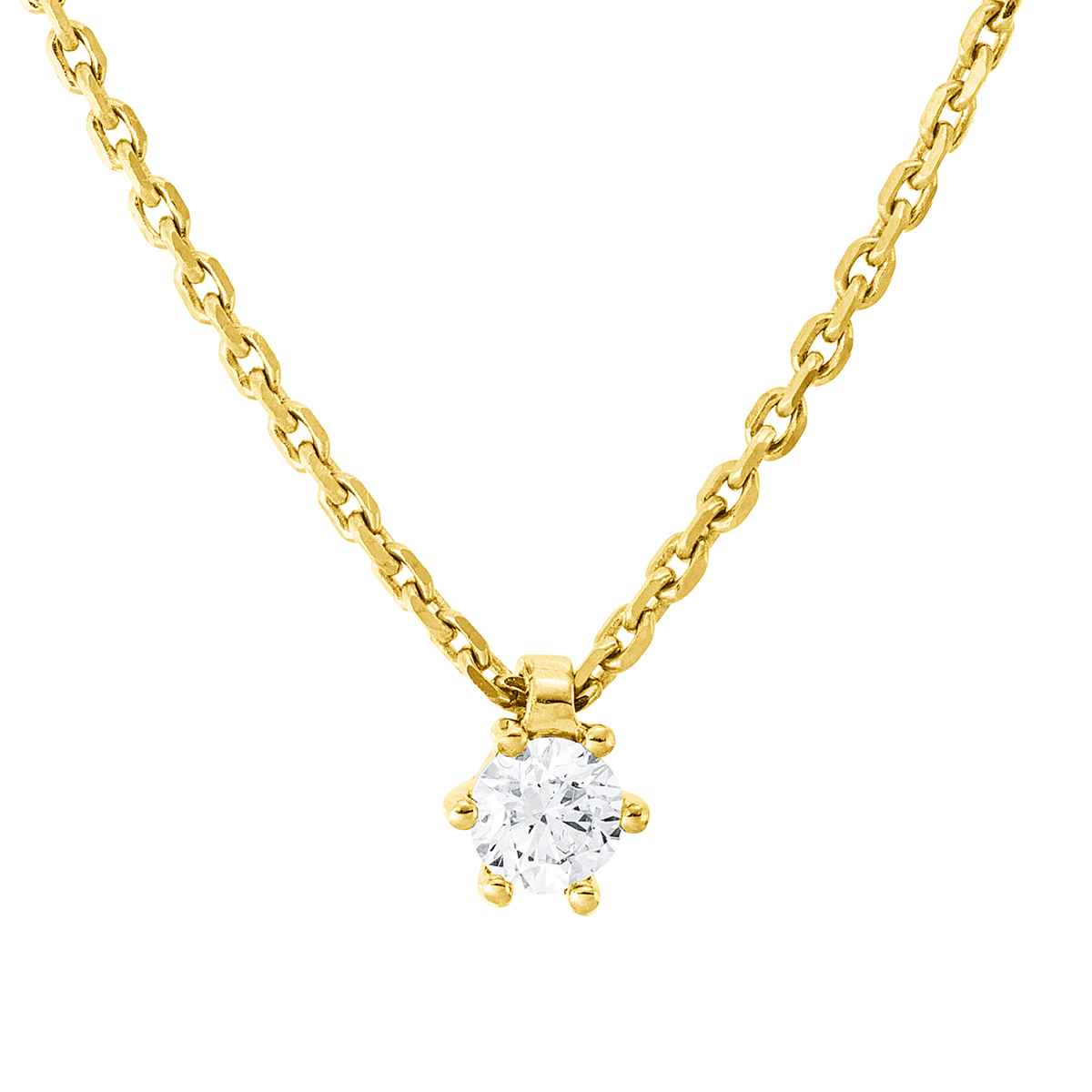 diamond full cut solitaire necklace in yellow gold