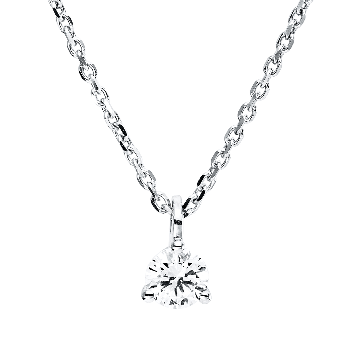 diamond full cut solitaire necklace in white gold