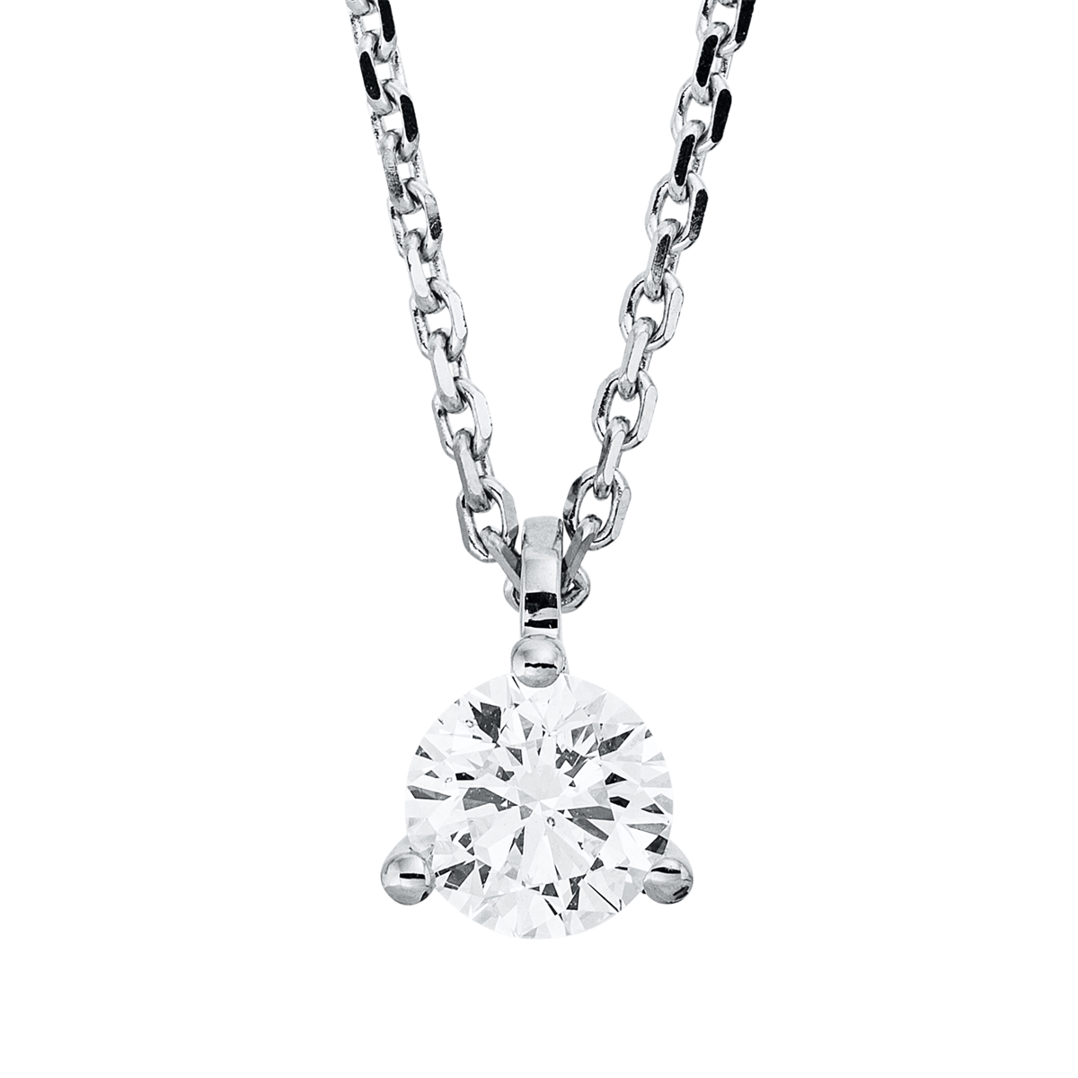 diamond full cut solitaire necklace in white gold