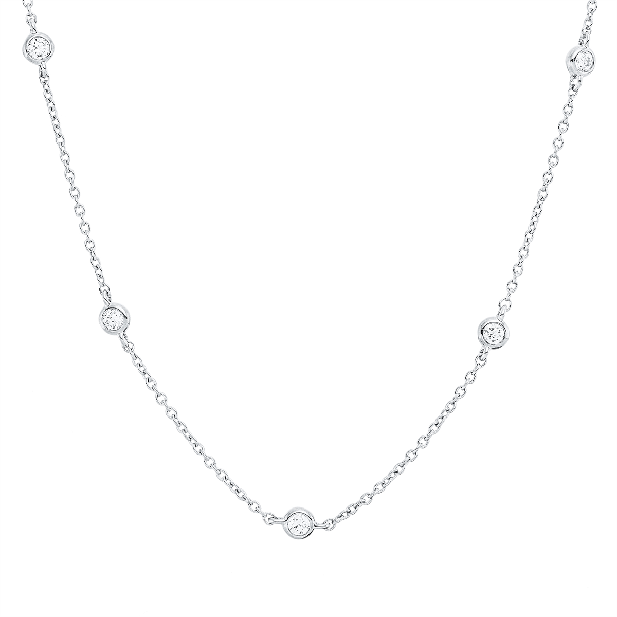 diamond full cut modern woman necklace in white gold