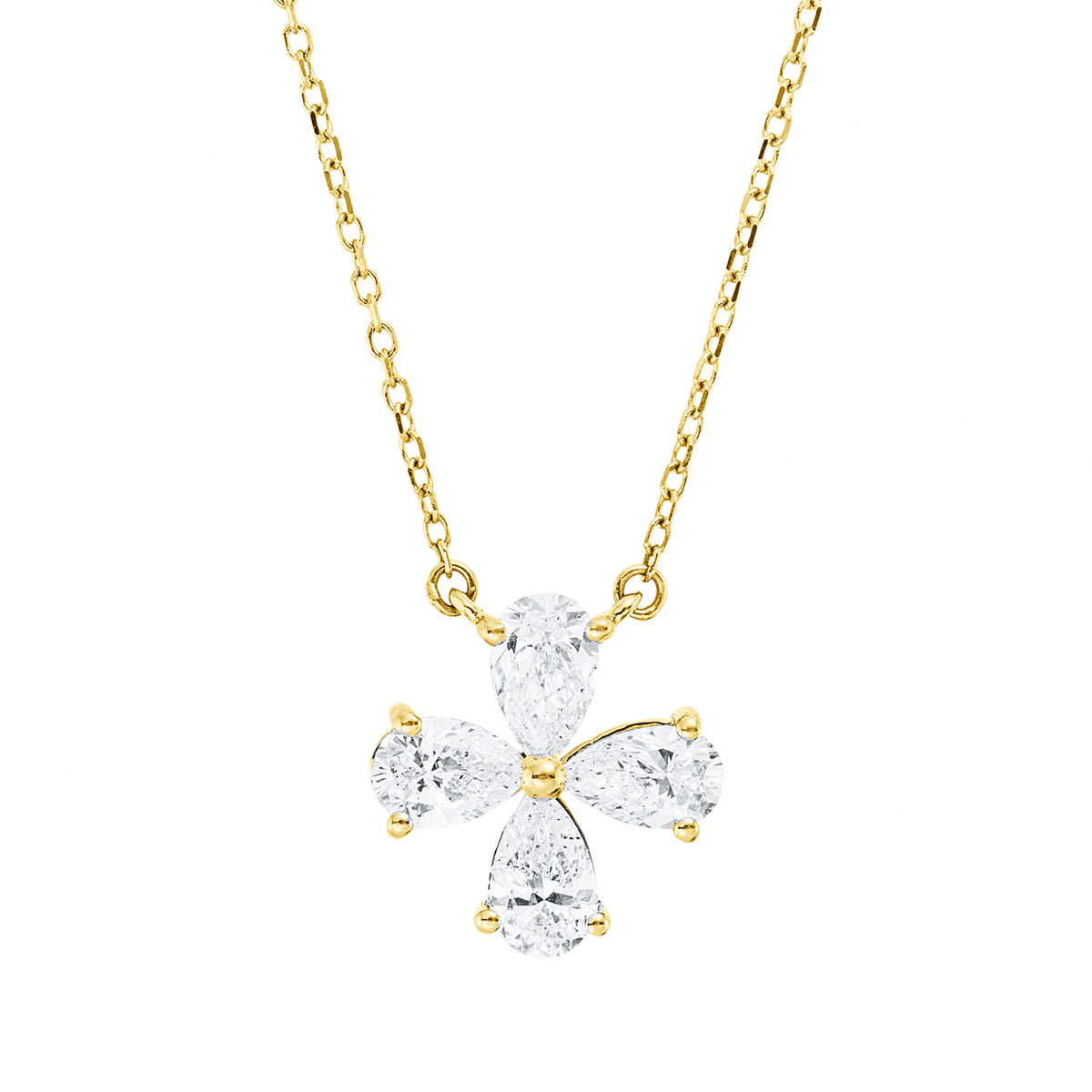 pear shape modern woman necklace in yellow gold