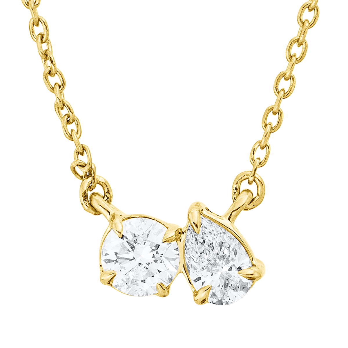 diamond full cut solitaire with accent stones necklace in yellow gold