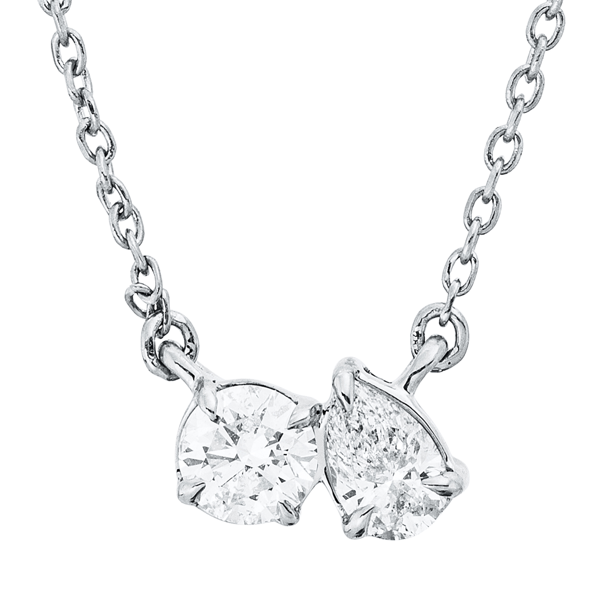 diamond full cut solitaire with accent stones necklace in white gold