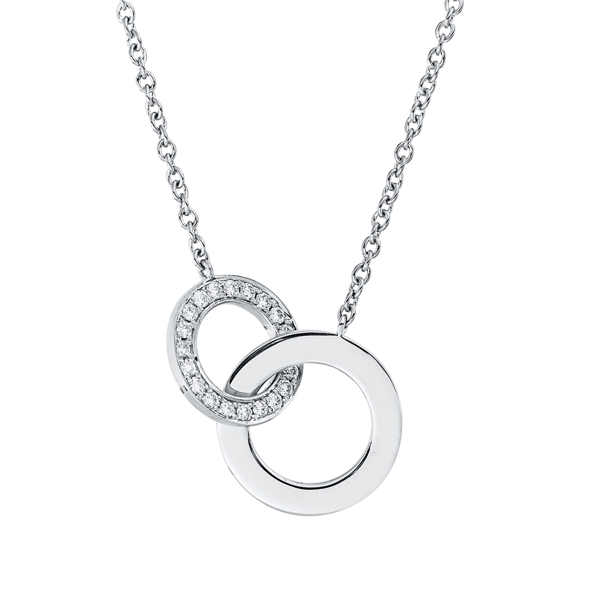 diamond full cut modern woman necklace in white gold