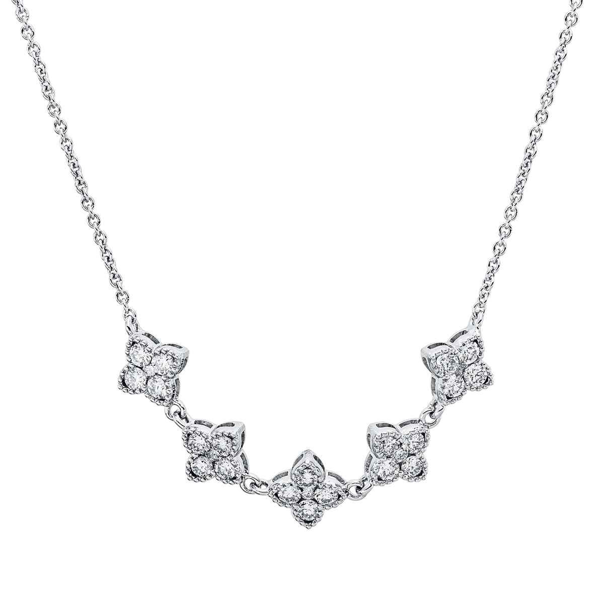 diamond full cut modern woman necklace in white gold