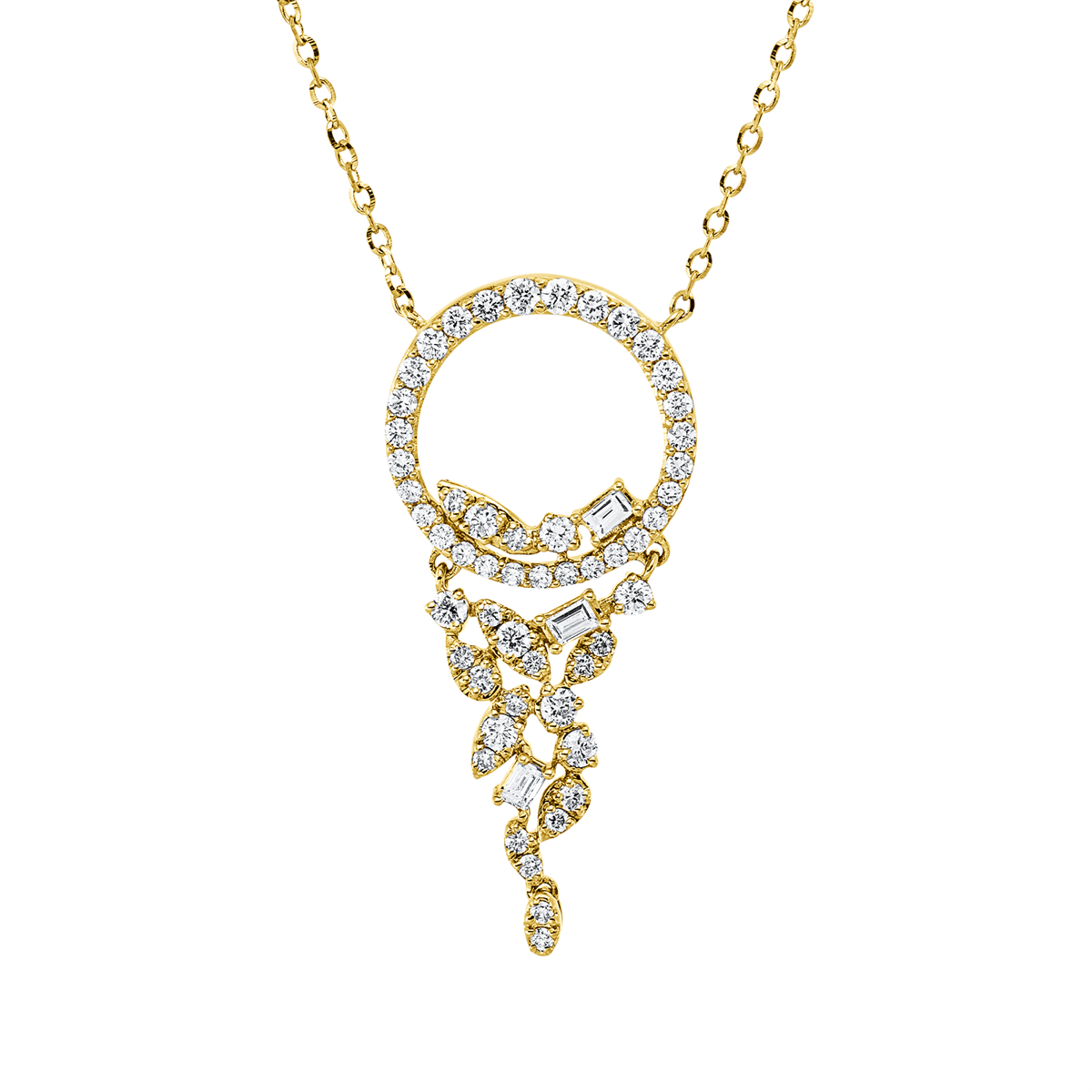 diamond full cut modern woman necklace in yellow gold