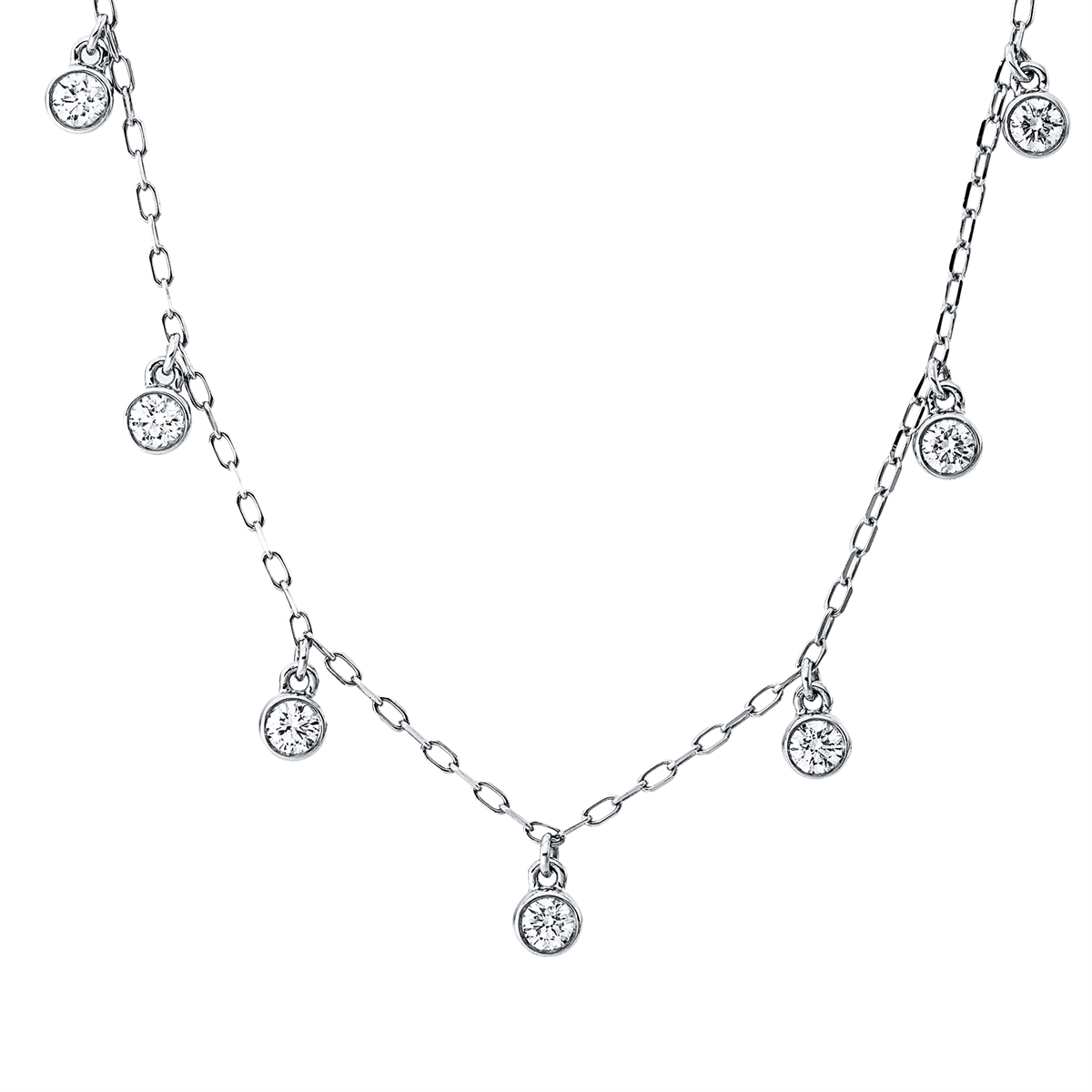 diamond full cut modern woman necklace in white gold