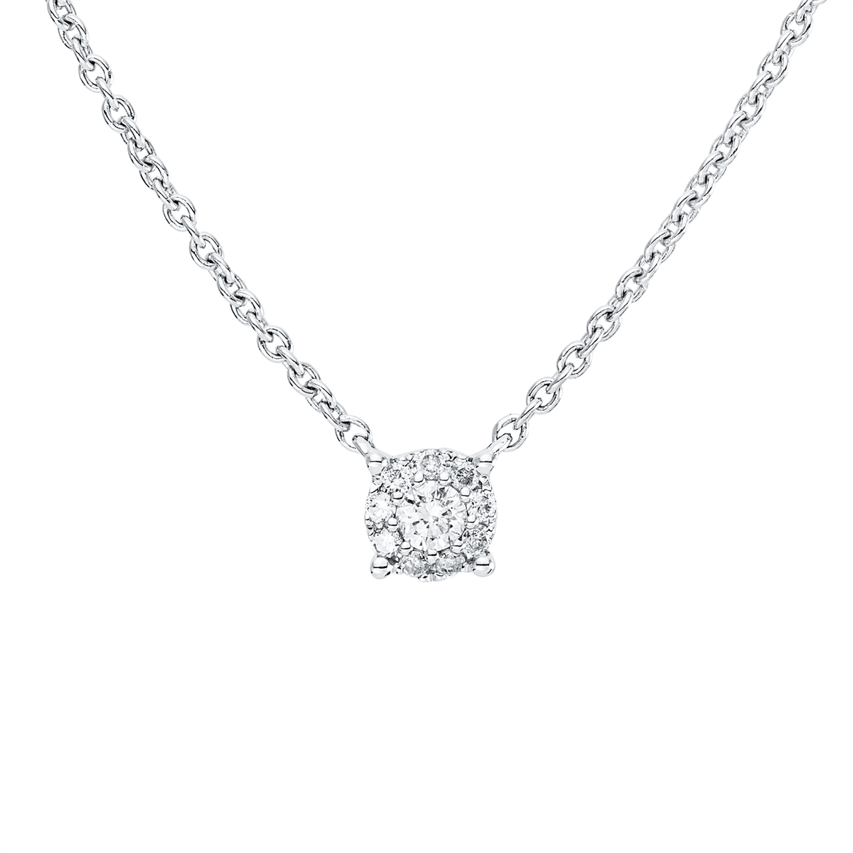 diamond full cut illusion classic necklace in white gold