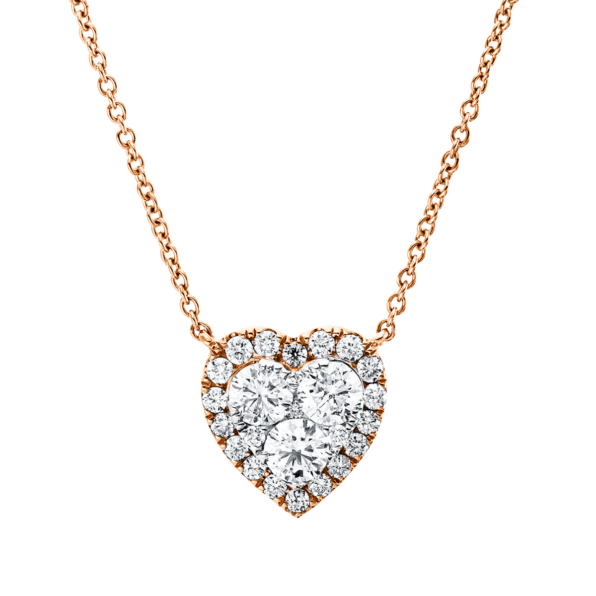 diamond full cut illusion classic necklace in red gold