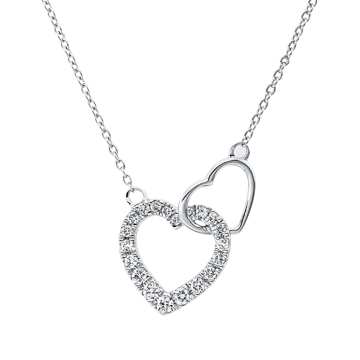diamond full cut heart necklace in white gold