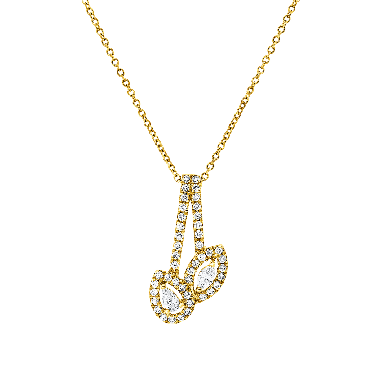 diamond full cut modern woman necklace in yellow gold