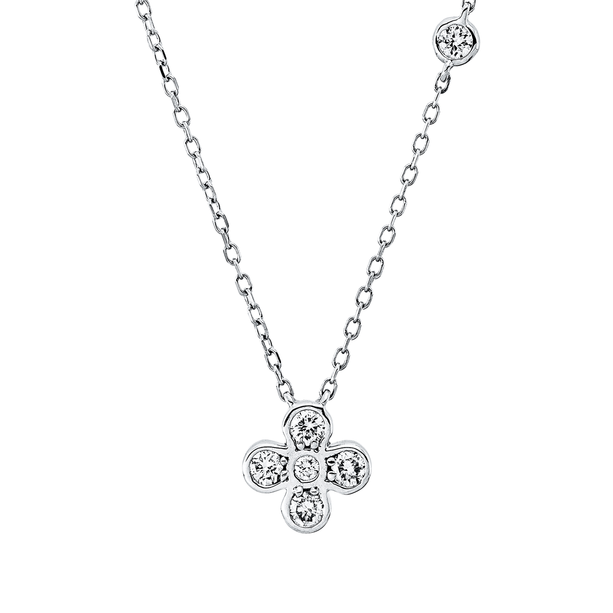 diamond full cut modern woman necklace in white gold