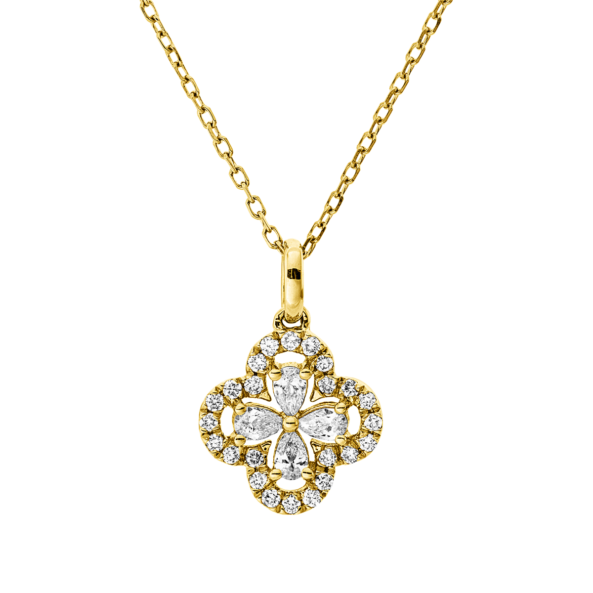diamond full cut modern woman necklace in yellow gold