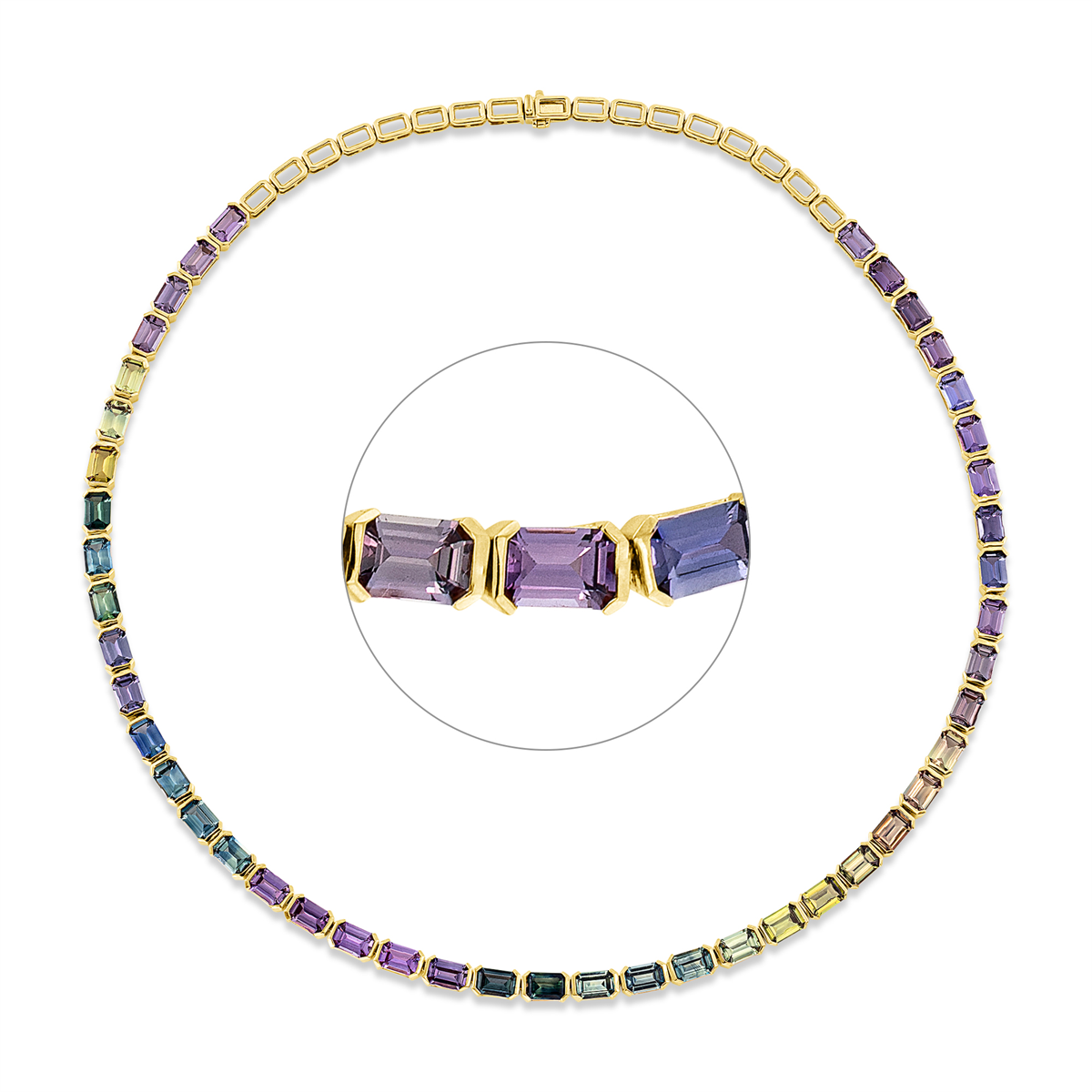 colored stone classic necklace - 4P805