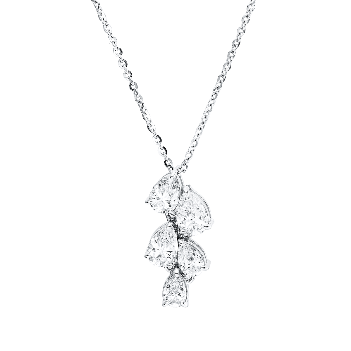 pear shape modern woman necklace in white gold