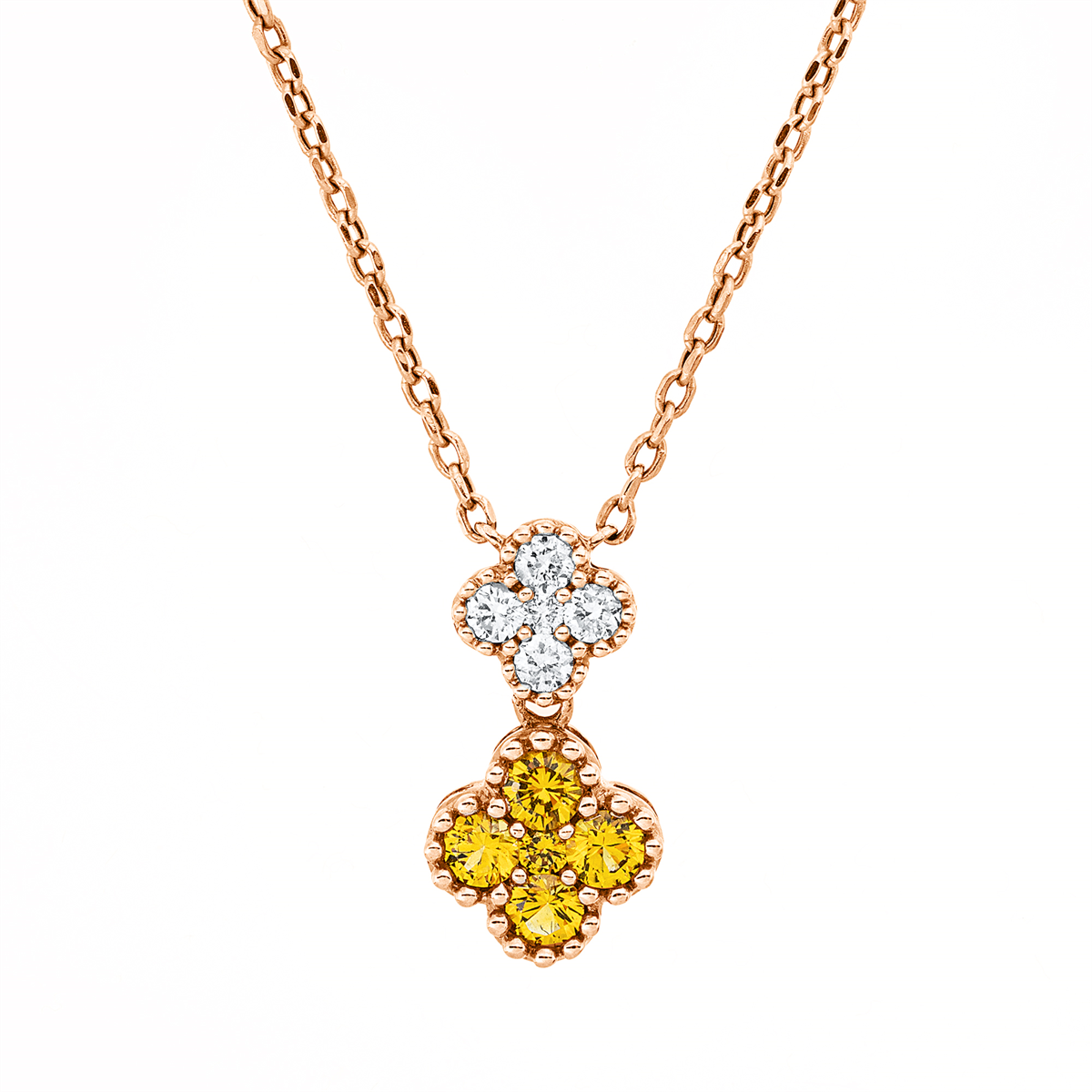 diamond full cut sapphire colored stone classic necklace in red gold