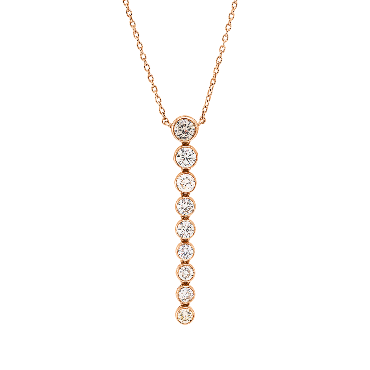 diamond full cut fancy colored diamond necklace in red gold