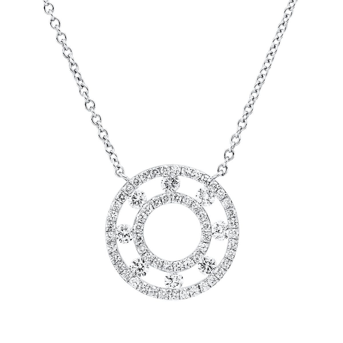 diamond full cut modern woman necklace in white gold