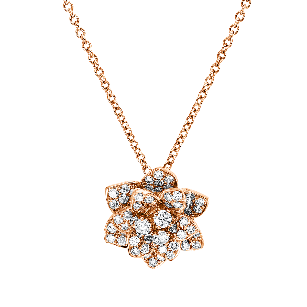 diamond full cut modern woman necklace in red gold
