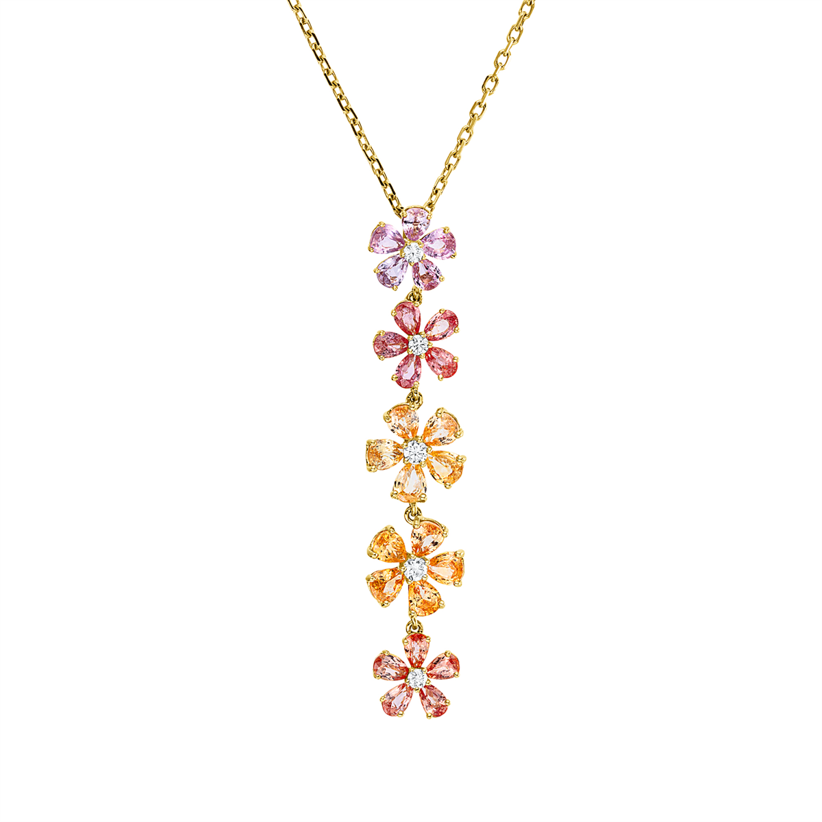 diamond full cut color stones colored stone classic necklace in yellow gold