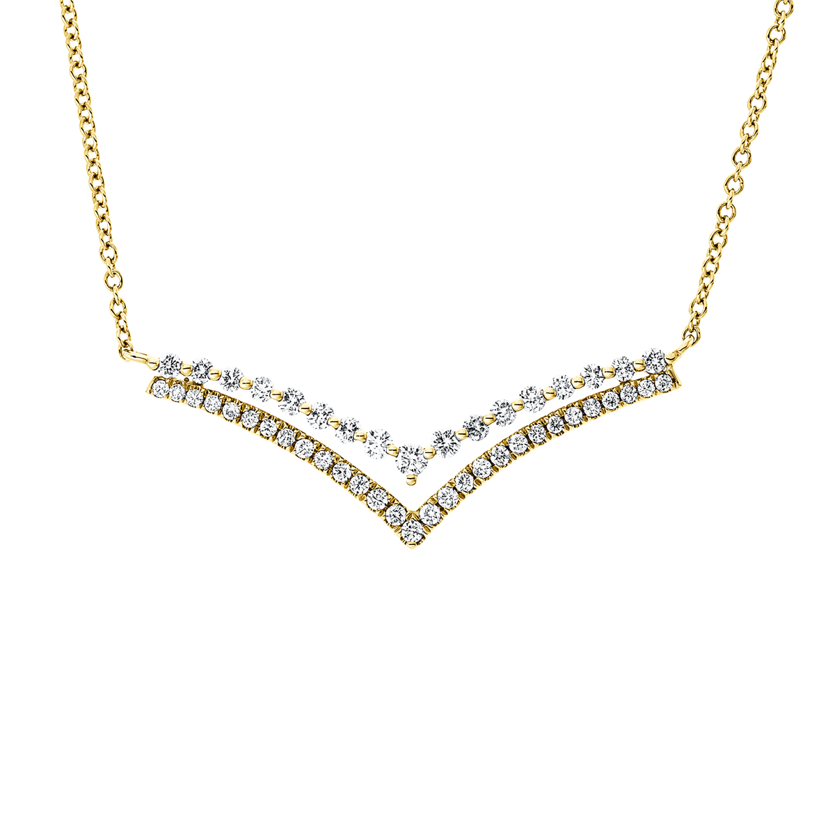 diamond full cut modern woman necklace in yellow gold