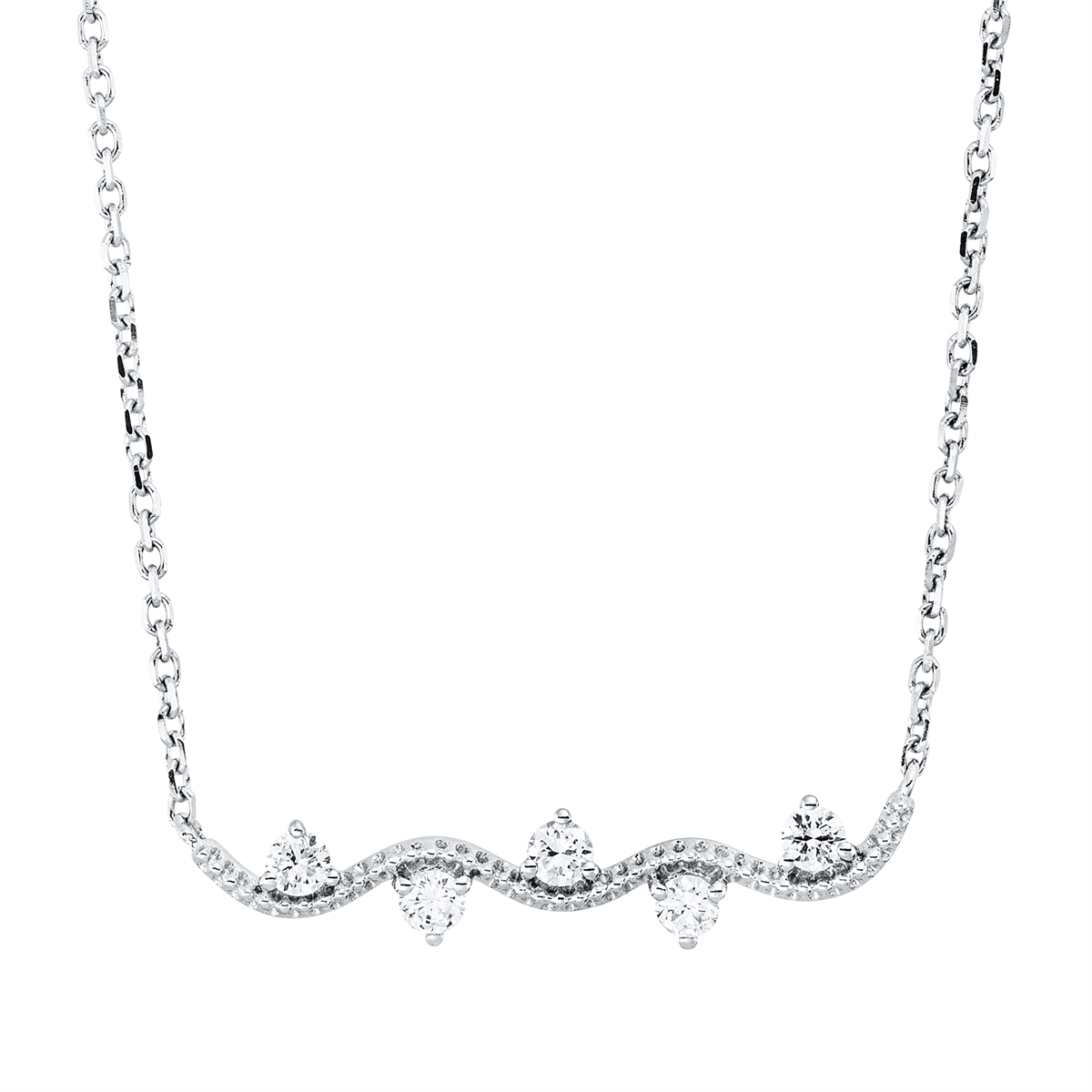 diamond full cut modern woman necklace in white gold