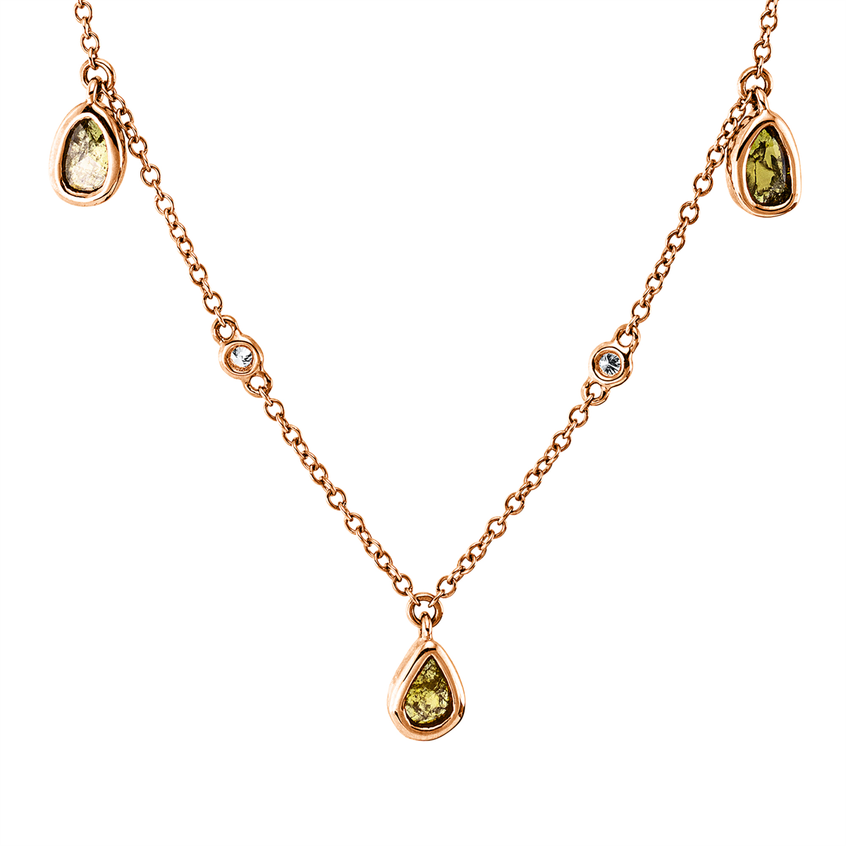 diamond slice fancy colored diamond necklace in red gold