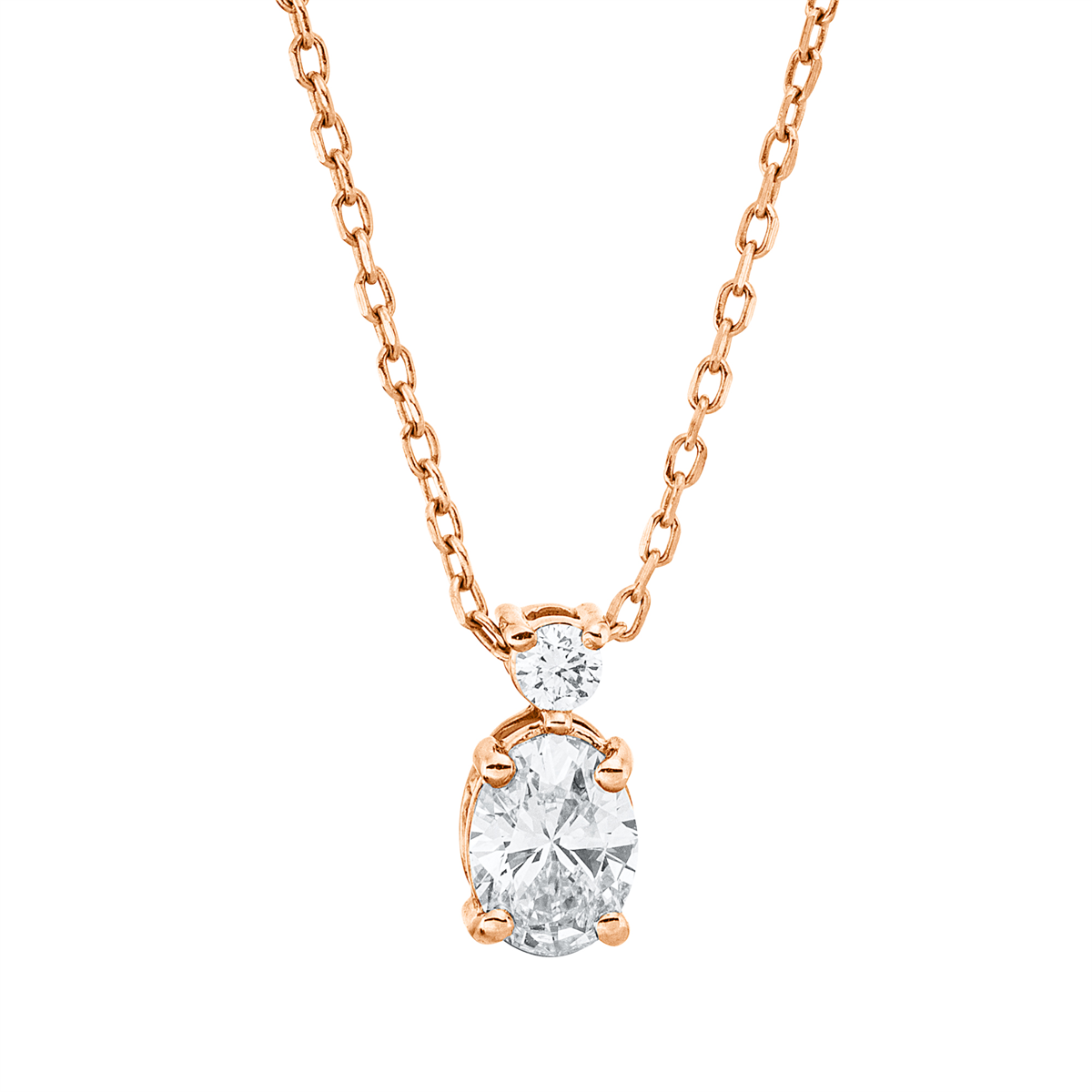 diamond full cut solitaire with accent stones necklace in red gold