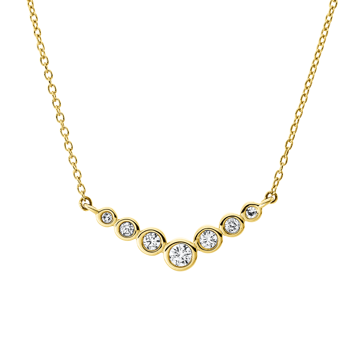 diamond full cut modern woman necklace in yellow gold