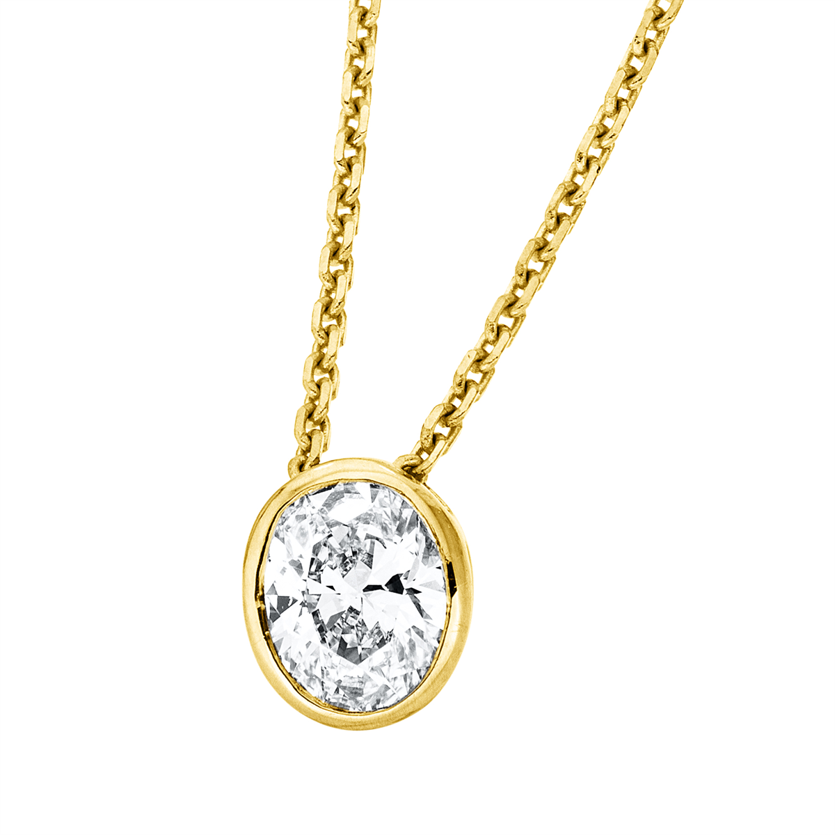 oval solitaire necklace in yellow gold