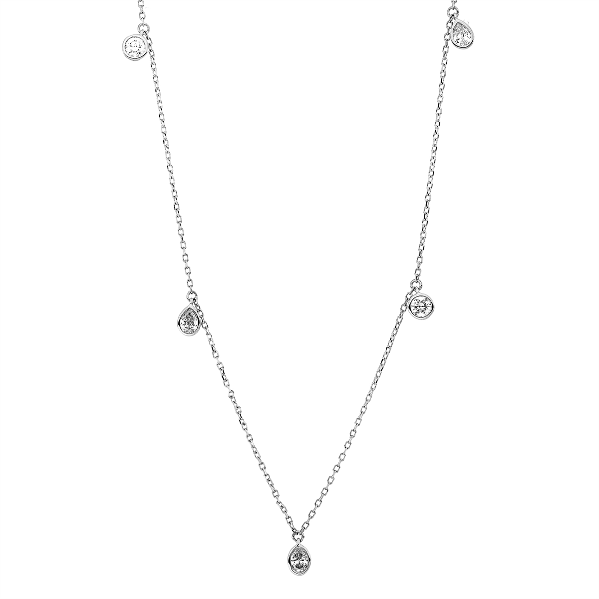 diamond full cut modern woman necklace in white gold