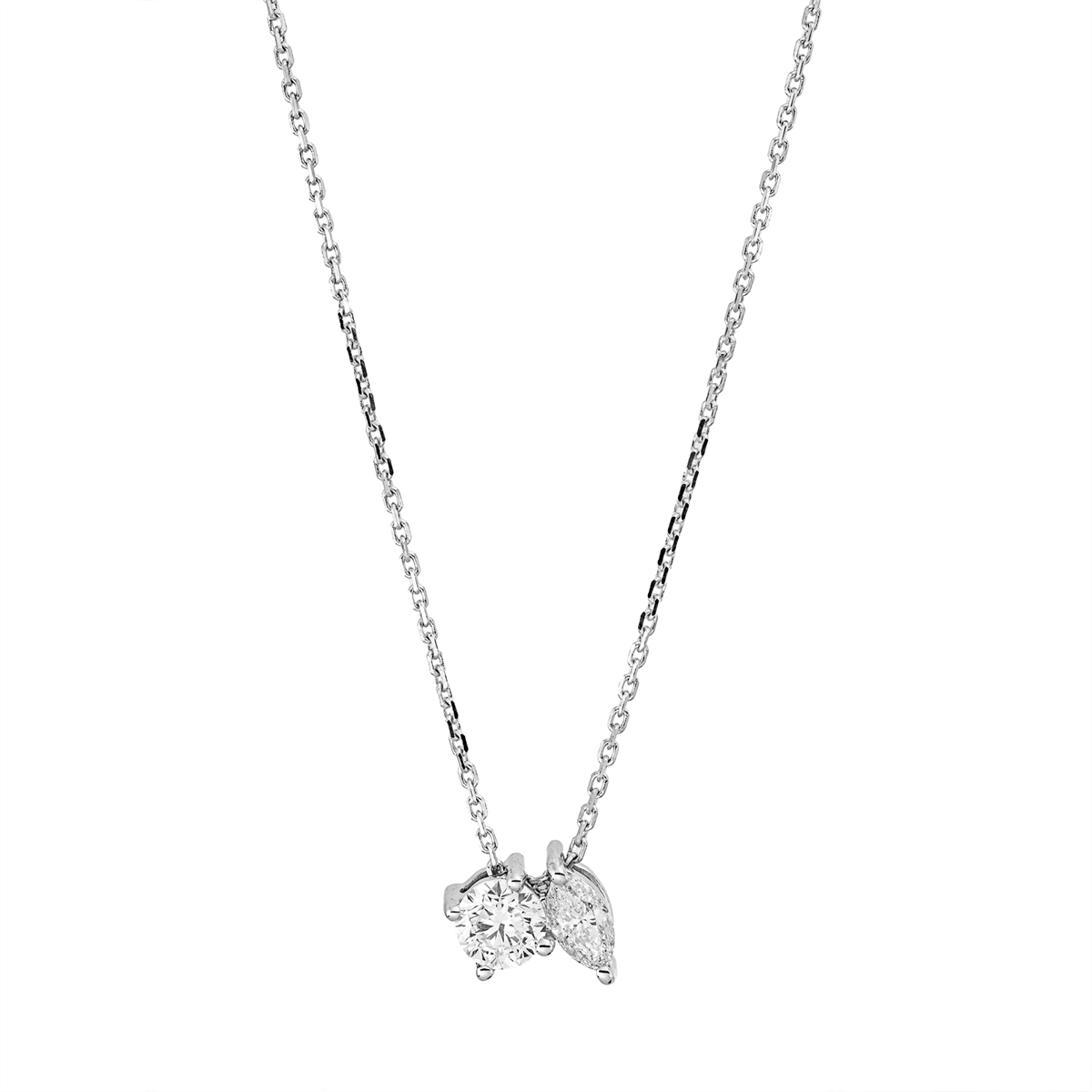 diamond full cut modern woman necklace in white gold