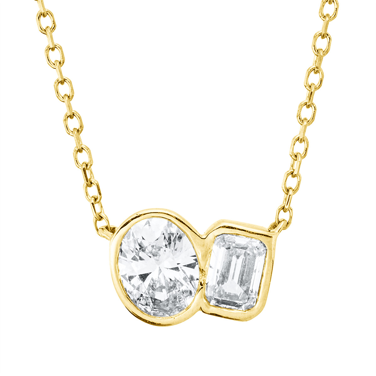 oval modern woman necklace in yellow gold