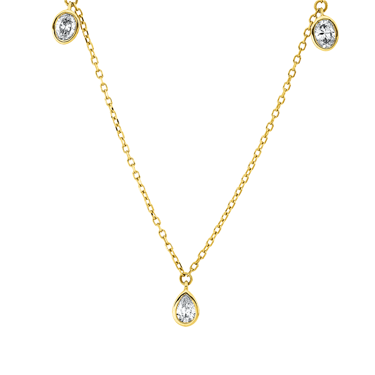 oval modern woman necklace in yellow gold