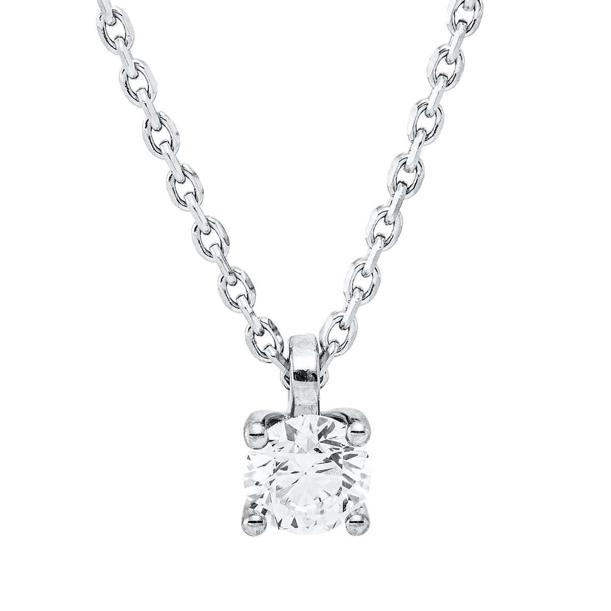 diamond full cut solitaire necklace in white gold