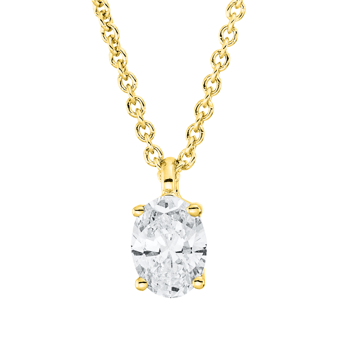 oval solitaire necklace in yellow gold