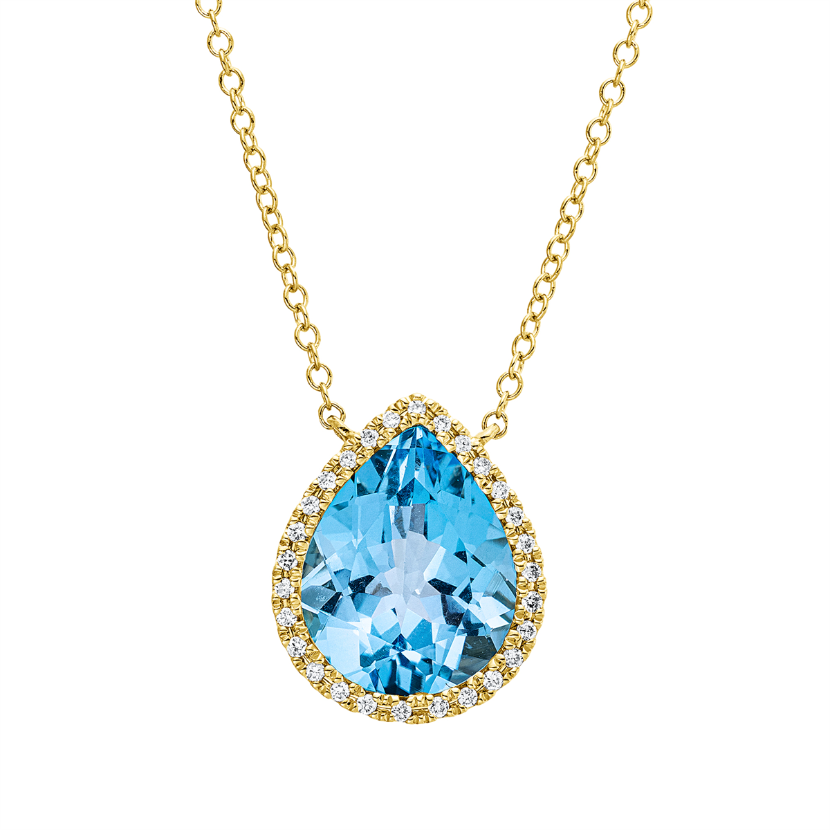 diamond full cut topaz colored stone fashion necklace in yellow gold