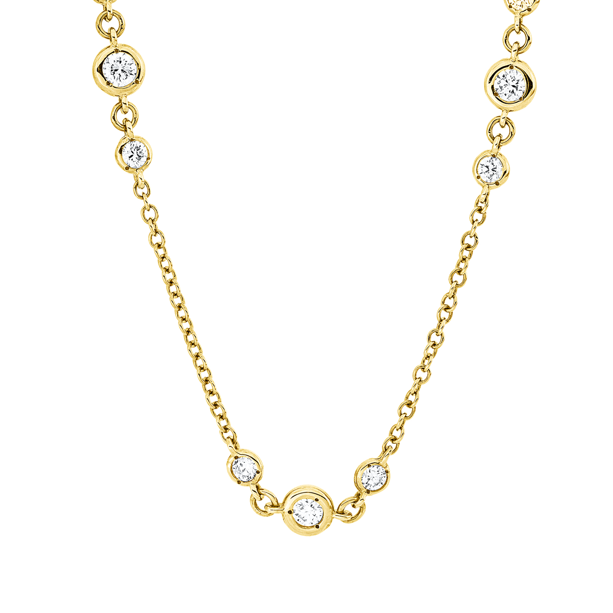 diamond full cut modern woman necklace in yellow gold