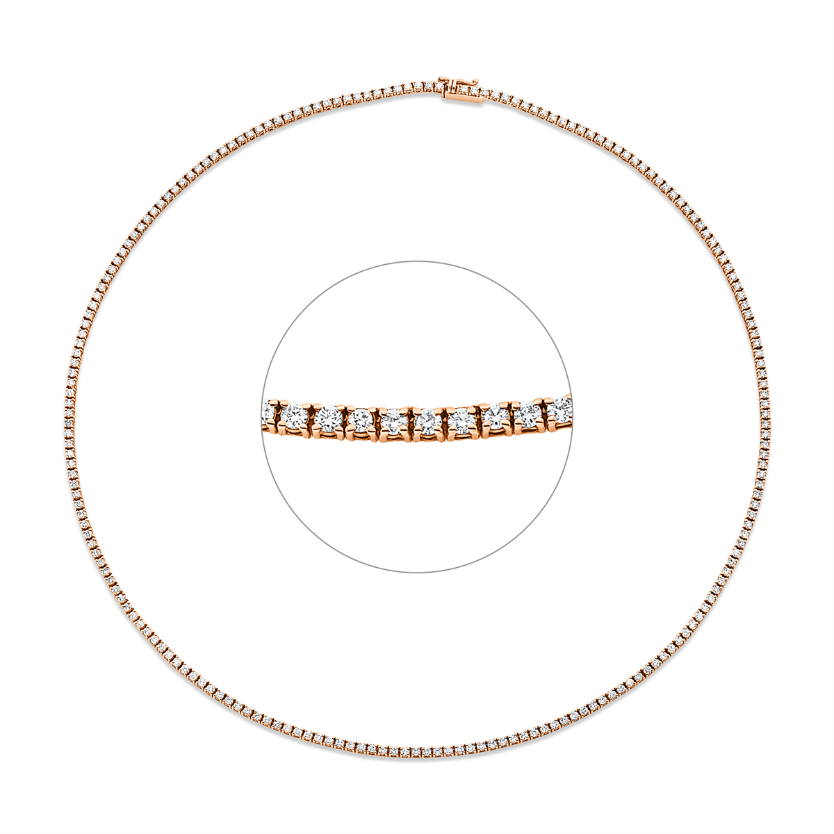 diamond full cut tennis bracelet necklace in red gold