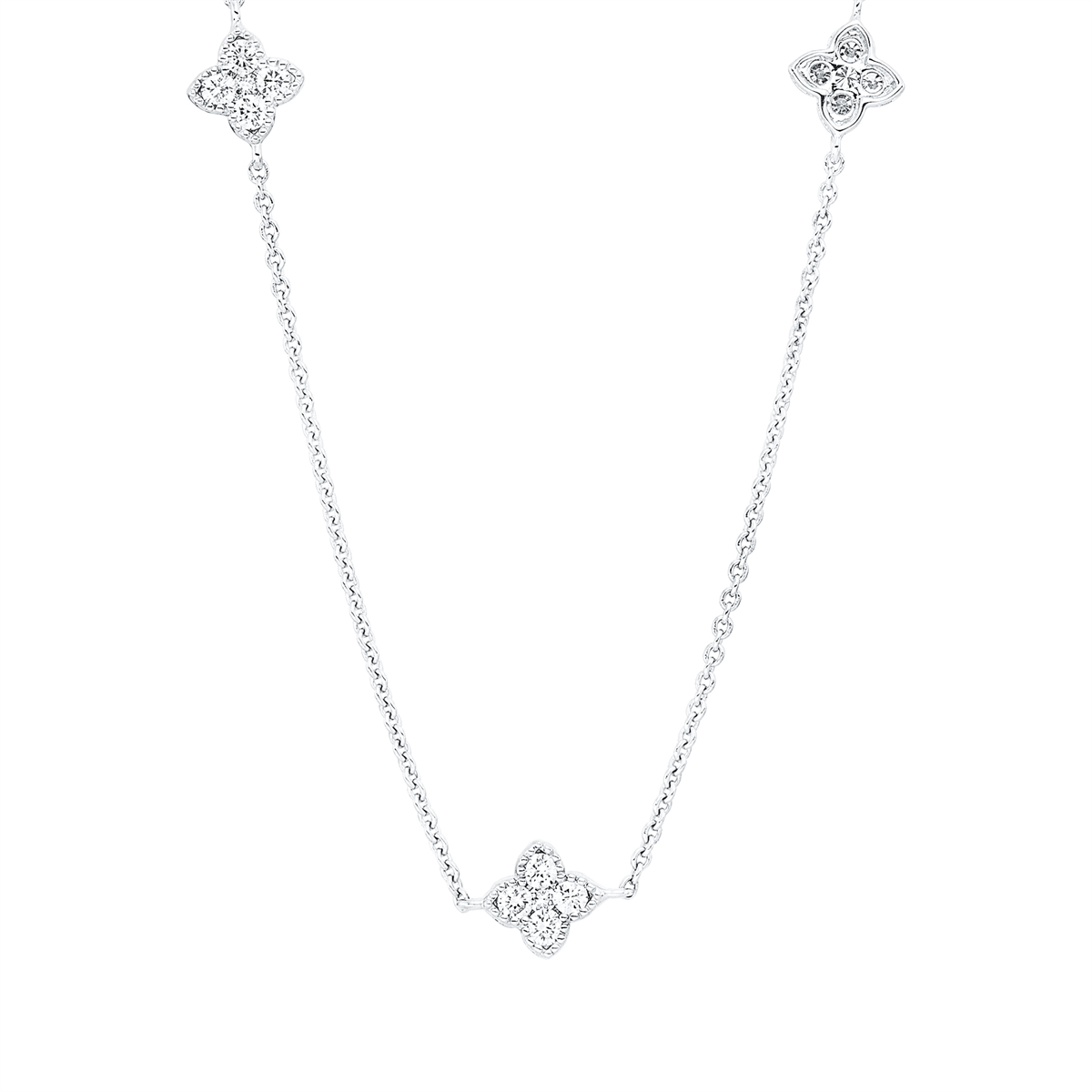 diamond full cut illusion classic necklace in white gold