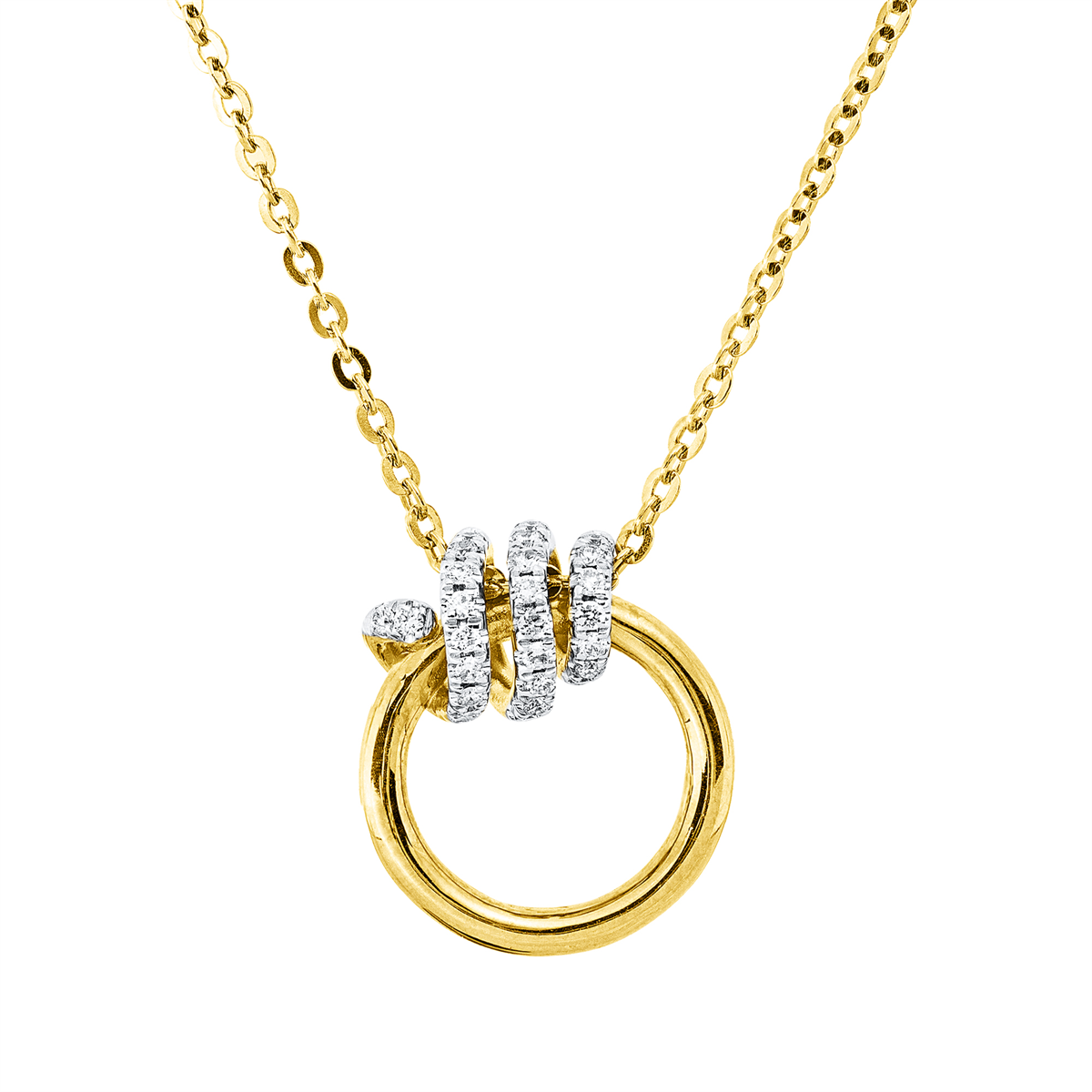 diamond full cut modern woman necklace in yellow gold / white gold